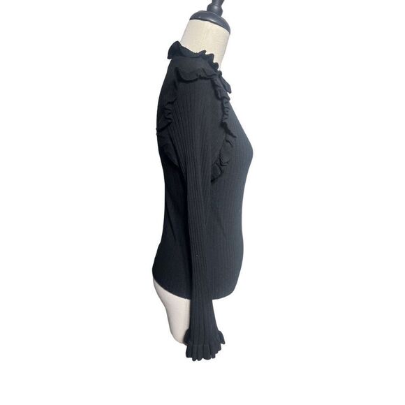 Line & Dot Black Ribbed Long Trumpet Sleeve Sweater Size Small - Picture 3 of 5